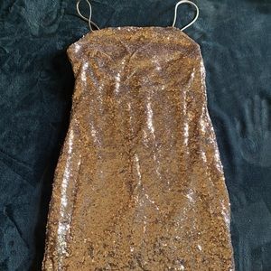 New rose gold sequin party dress